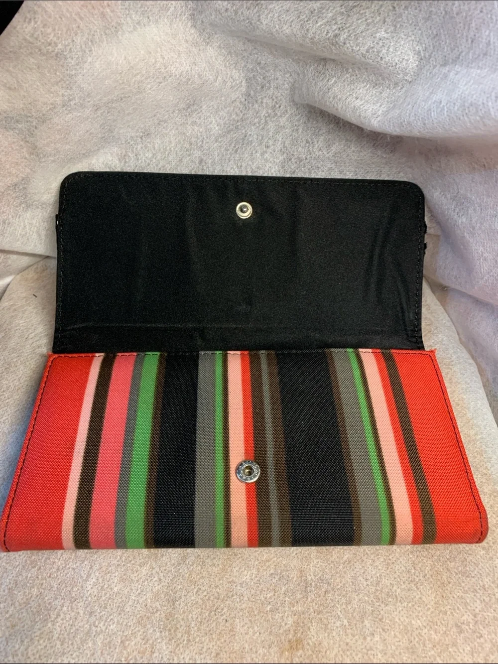 Vintage kate spade  New York Y2K  Multi-color Striped Canvas Trifold Wallet